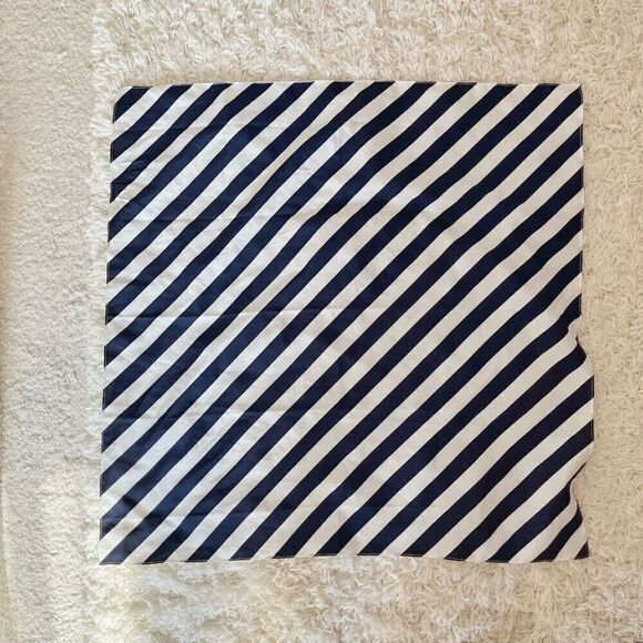 Unbranded Nautical Cruise Navy Blue White Stripe Square Handkerchief Scarf - Picture 4 of 4